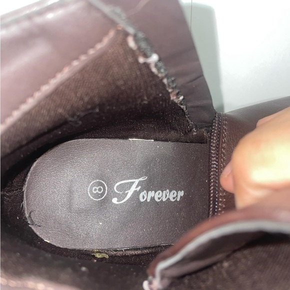 Chunky Leather boots faux leather boots maroon boots lug sole y2k ankle boot - Picture 6 of 7